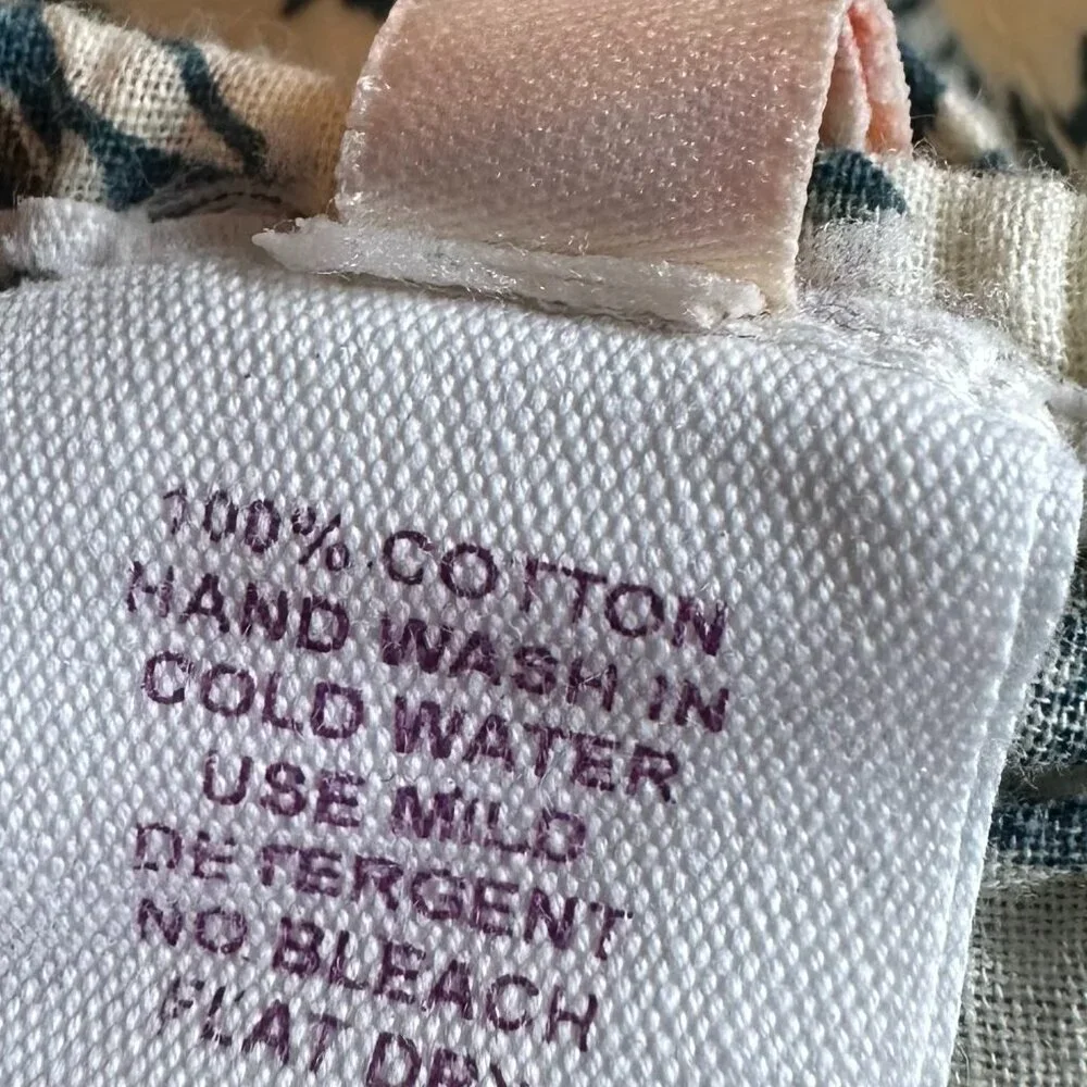 Raga Anthropologie Block Printed Midi Dress Tie Straps 100% Cotton Size Small - Picture 10 of 10